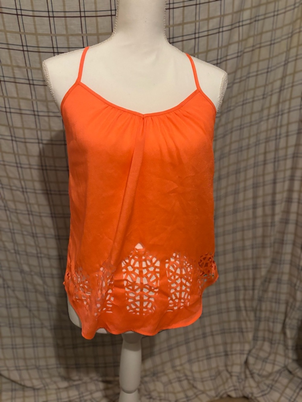 love on a hanger Orange Laser-Cut Hem Cami